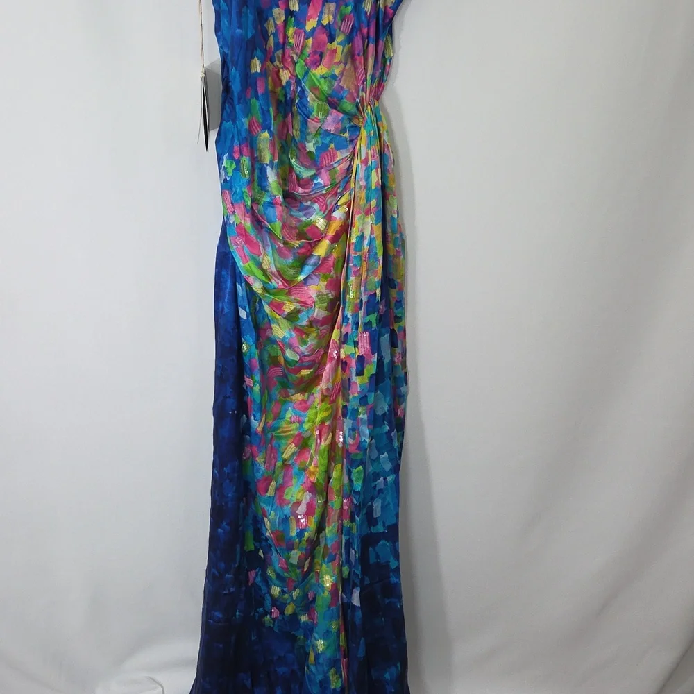 La Fuori Paillet Print Casa Dress In Blooming Sky Size Small NWT - Picture 8 of 14